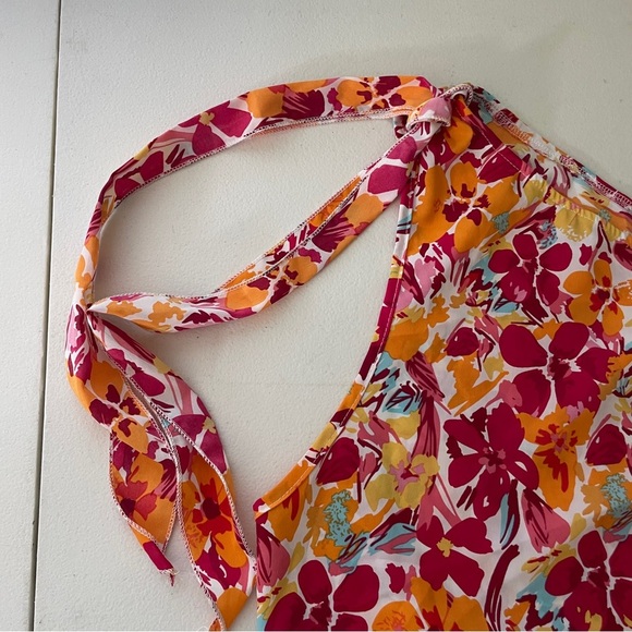 Gomorn Floral Print One Shoulder Top Size‎ XL Orange Red Boho Whimsical Cottage - Picture 7 of 9